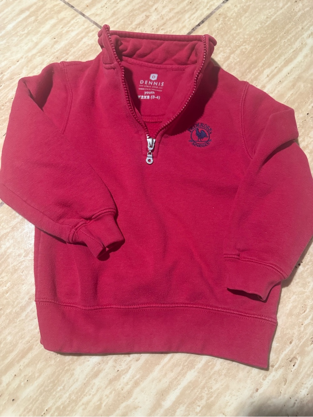 Kids Red Half-Zip Sweatshirt with Embroidered Logo